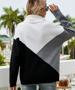 MY Smaibulun Doll | Color Block DULCIE Knit Sweater - White Grey Black