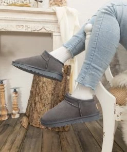 XH SMAIBULUN UGG™ | Fur-Lined Suede Low Clog Short Boots