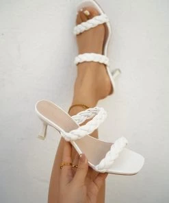 HT En Bloom | WHITE REVERE Kitten Heels Slides NEW ARRIVALS