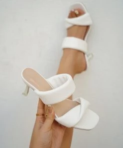HT En Bloom | White Double Strap Kitten Heels Slides 14 HT En Bloom | White Double Strap Kitten Heels Slides