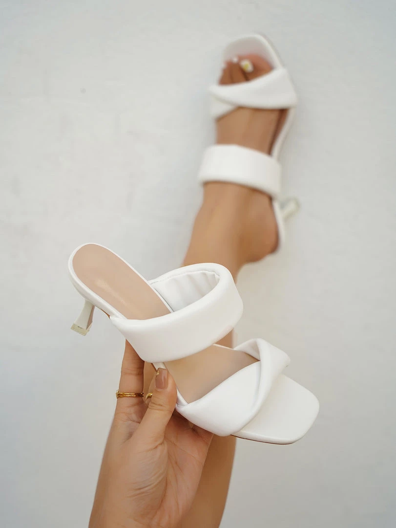 HT En Bloom | White Double Strap Kitten Heels Slides 7 HT En Bloom | White Double Strap Kitten Heels Slides