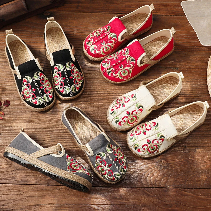 TC Shop Sandals Totem Abstract Embroidered Round Toe Espadrilles Loafers- Cactus Rose 13 TC Shop Sandals Totem Abstract Embroidered Round Toe Espadrilles Loafers- Cactus Rose