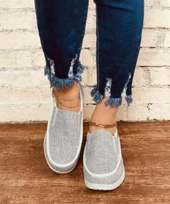 HT New In Shoes En Bloom | Could Grey Canvas Upper Loafer
