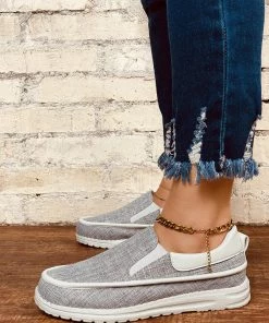 HT New In Shoes En Bloom | Could Grey Canvas Upper Loafer