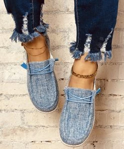 HT En Bloom | Denim Blue Canvas Upper Boat Shoes