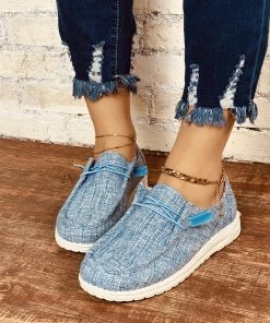HT En Bloom | Denim Blue Canvas Upper Boat Shoes