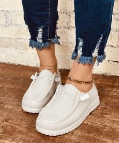 HT En Bloom | Cream Canvas Upper Boat Shoes