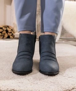 HYHE EN BLOOM | Navy Ruched Low Ankle Boots 11 HYHE EN BLOOM | Navy Ruched Low Ankle Boots