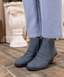 HYHE EN BLOOM | Navy Ruched Low Ankle Boots 15 HYHE EN BLOOM | Navy Ruched Low Ankle Boots