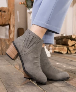 HYHE EN BLOOM | Grey Ruched Low Ankle Boots