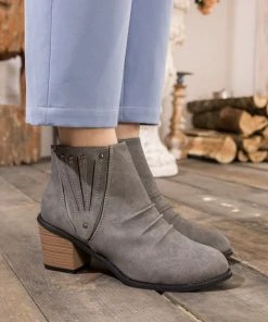 HYHE EN BLOOM | Grey Ruched Low Ankle Boots