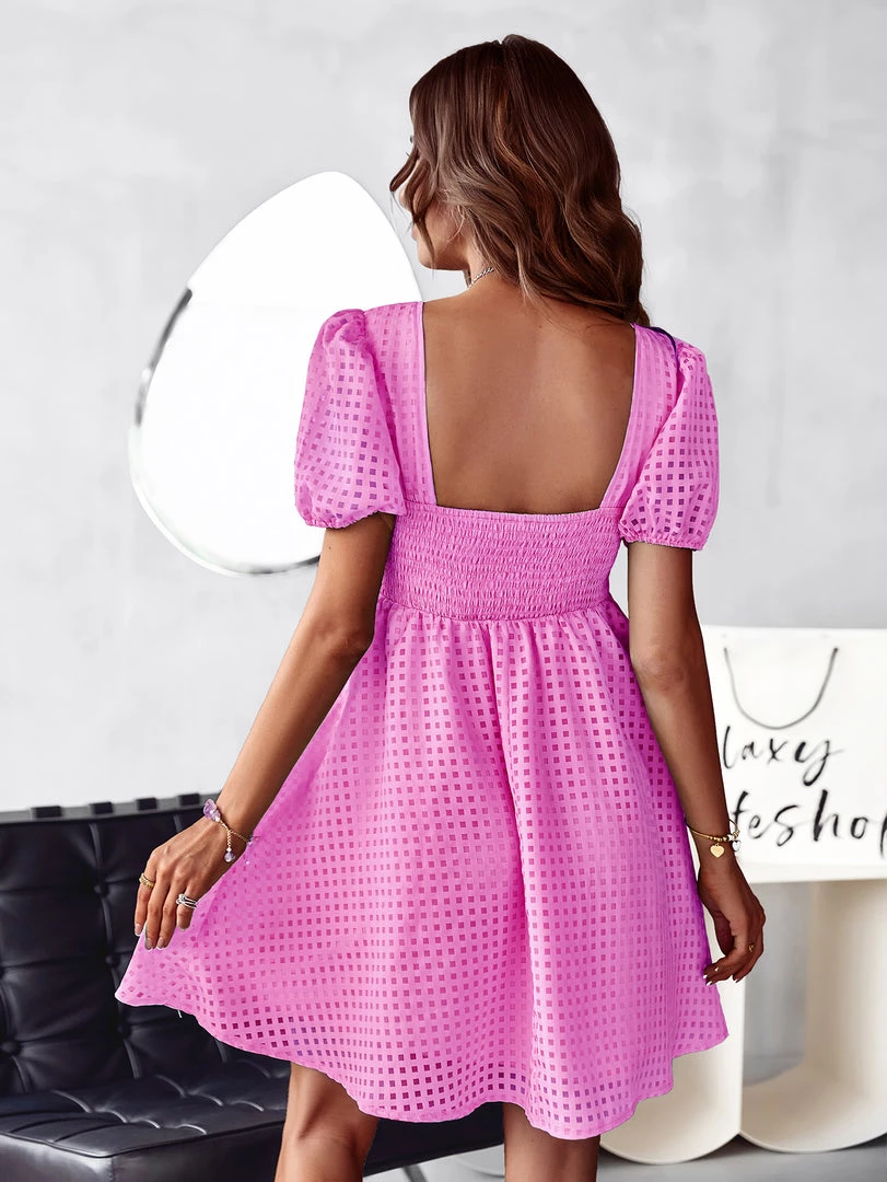 DY NOTEPAD SQUARE COLLAR MINI DRESS - PINK NEW ARRIVALS 3 DY NOTEPAD SQUARE COLLAR MINI DRESS - PINK NEW ARRIVALS