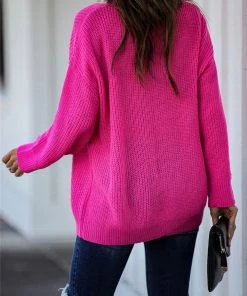 MY Smaibulun | COLENA Neon Pink Cut Out V-neck Pullover