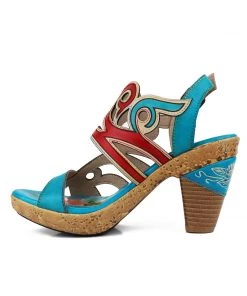 RXD Genuine Leather Turquoise Swirl Cut Out Heel Sandals - SOFFIA S/S 2022