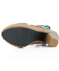 RXD Genuine Leather Turquoise Swirl Cut Out Heel Sandals - SOFFIA S/S 2022