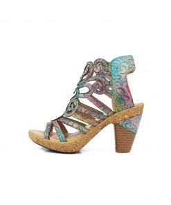 RXD New In Shoes SOFFIA | Genuine Leather Embossed Garden Print Cut Out Sandals 9 RXD New In Shoes SOFFIA | Genuine Leather Embossed Garden Print Cut Out Sandals