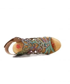 RXD New In Shoes SOFFIA | Genuine Leather Embossed Garden Print Cut Out Sandals 10 RXD New In Shoes SOFFIA | Genuine Leather Embossed Garden Print Cut Out Sandals