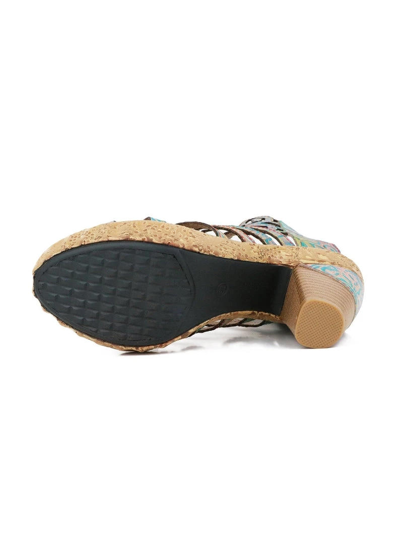 RXD New In Shoes SOFFIA | Genuine Leather Embossed Garden Print Cut Out Sandals 6 RXD New In Shoes SOFFIA | Genuine Leather Embossed Garden Print Cut Out Sandals