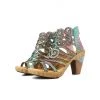 RXD New In Shoes SOFFIA | Genuine Leather Embossed Garden Print Cut Out Sandals