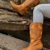 YL New In Shoes En Bloom | Sunflower Mid-Calf Cowboy Boots - Tan