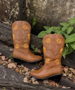 YL New In Shoes En Bloom | Sunflower Mid-Calf Cowboy Boots - Tan