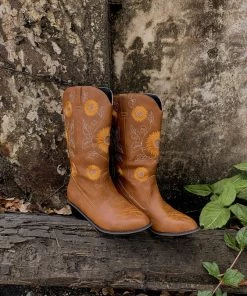 YL New In Shoes En Bloom | Sunflower Mid-Calf Cowboy Boots - Tan