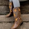 YL En Bloom | Sunflower Mid-Calf Cowboy Boots - Brown