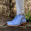 YL En Bloom | Blue Side Zipper Low Ankle Boot