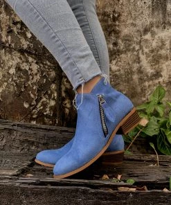 YL En Bloom | Blue Side Zipper Low Ankle Boot