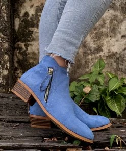 YL En Bloom | Blue Side Zipper Low Ankle Boot
