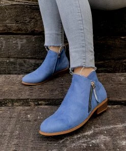 YL En Bloom | Blue Side Zipper Low Ankle Boot