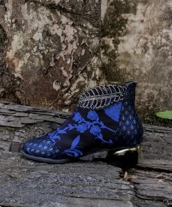 YL En Bloom | Rhinestone Ankle Floral-Embroidered Boot - Blue 15 YL En Bloom | Rhinestone Ankle Floral-Embroidered Boot - Blue