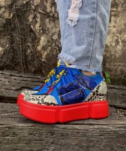 YL En Bloom | Snake Print Multi Color Wedge Sneaker