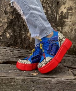 YL En Bloom | Snake Print Multi Color Wedge Sneaker