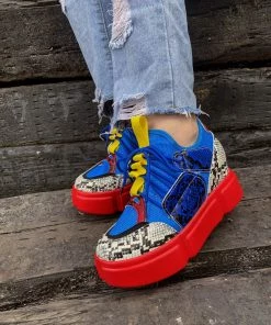 YL En Bloom | Snake Print Multi Color Wedge Sneaker