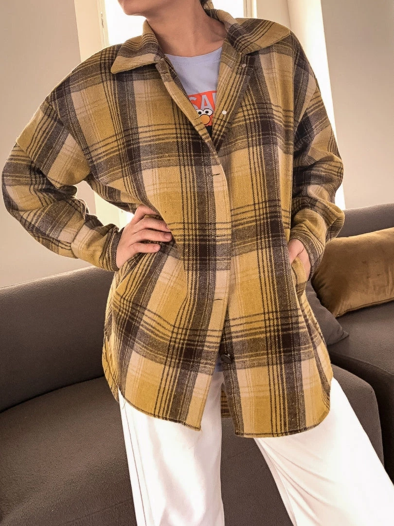 YBL Smaibulun | Yellow Plaid Side-Pocket Button-Up Shirt New In Clothing 2 YBL Smaibulun | Yellow Plaid Side-Pocket Button-Up Shirt New In Clothing