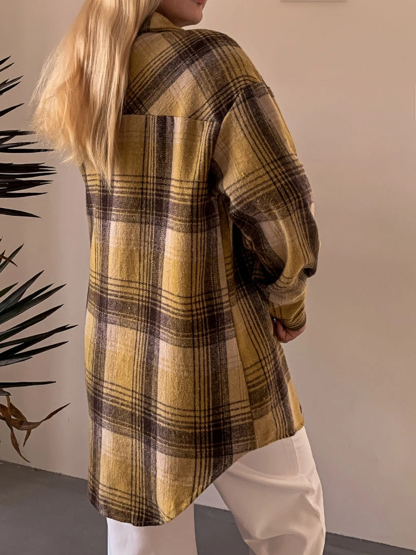 YBL Smaibulun | Yellow Plaid Side-Pocket Button-Up Shirt New In Clothing 6 YBL Smaibulun | Yellow Plaid Side-Pocket Button-Up Shirt New In Clothing