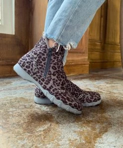 YL En Bloom | Grey Leopard Plush-Lined Low Ankle Boot New In Shoes