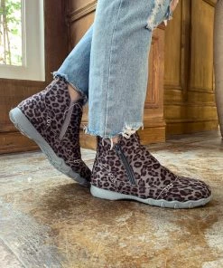 YL En Bloom | Grey Leopard Plush-Lined Low Ankle Boot New In Shoes