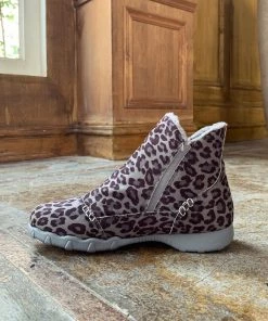 YL En Bloom | Grey Leopard Plush-Lined Low Ankle Boot New In Shoes