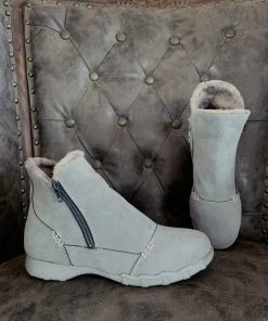 YL En Bloom | Grey Plush-Lined Low Ankle Boot New In Shoes