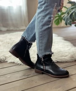 YL New In Shoes En Bloom | Black Side Zip Ruched Ankle Boot