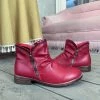 YL En Bloom | Red Side Zip Ruched Ankle Boot New In Shoes
