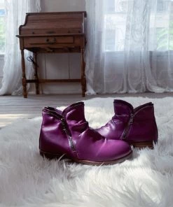 YL New In Shoes En Bloom | Purple Side Zip Ruched Ankle Boot