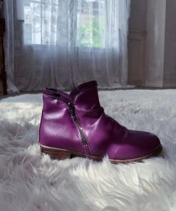 YL New In Shoes En Bloom | Purple Side Zip Ruched Ankle Boot