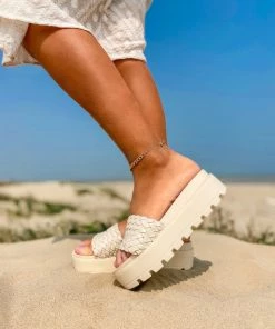 HYHE New In Shoes Braided Woven Wedge Sandals Sliders Slide Shoes - EN BLOOM