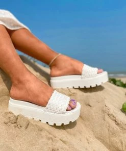 HYHE New In Shoes Braided Woven Wedge Sandals Sliders Slide Shoes - EN BLOOM