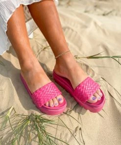 HYHE New In Shoes Braided Woven Wedge Sandals Sliders Slide Shoes - EN BLOOM