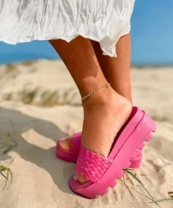 HYHE New In Shoes Braided Woven Wedge Sandals Sliders Slide Shoes - EN BLOOM