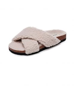 GLF Maibulun | Criss-Cross Fleece Slipper - Beige New In Shoes